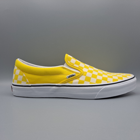 New Vans Classic Slip-On Checkerboard Cyber Yellow and True White Men's Size 11 - Picture 3 of 9